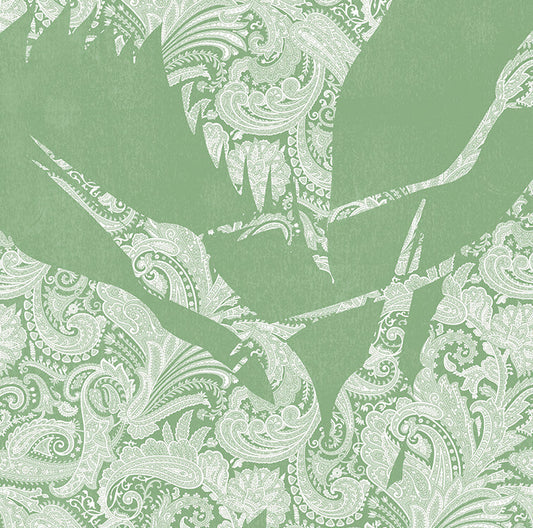 The Swoop Heron Hybrid Mural Wallpaper - Mint