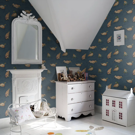 Duck Pond Wallpaper by Mulberry Home - Indigo