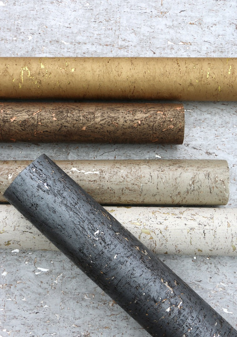Cork Metallic Wallpaper - Brown/Rosegold