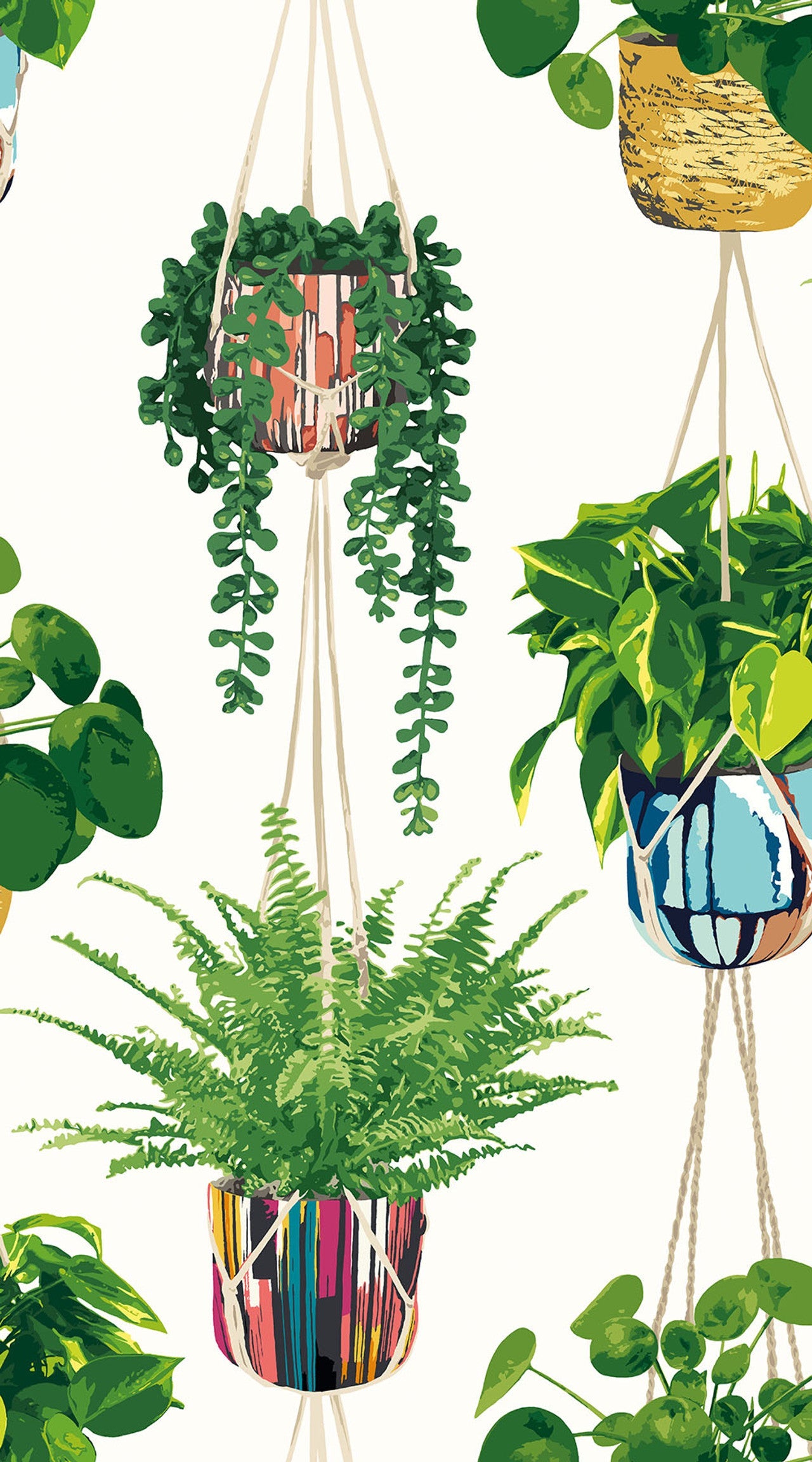 Sample - Houseplant Wallpaper - Green/Ivory