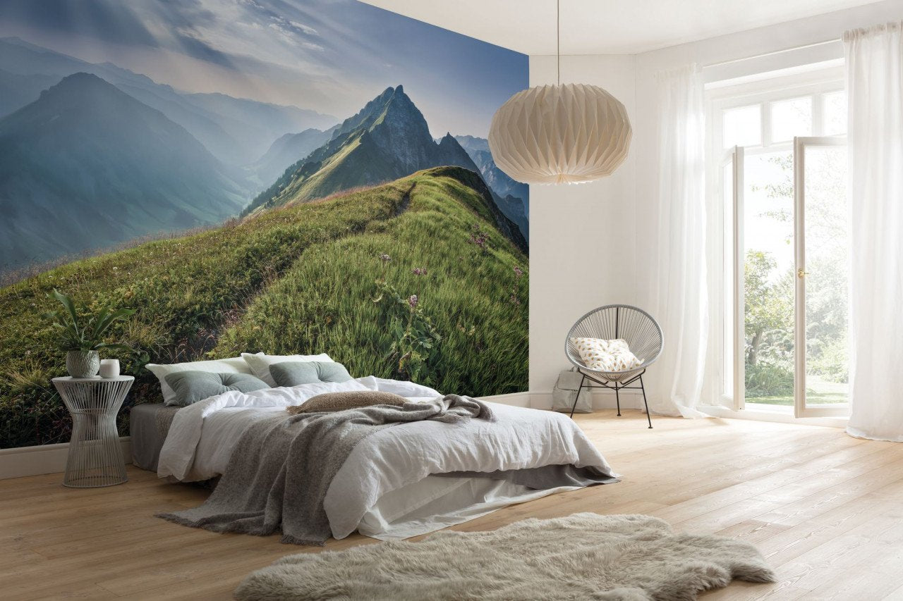 Sample – Green Mountains - Custom Sized Wallpaper Mural (per m2)