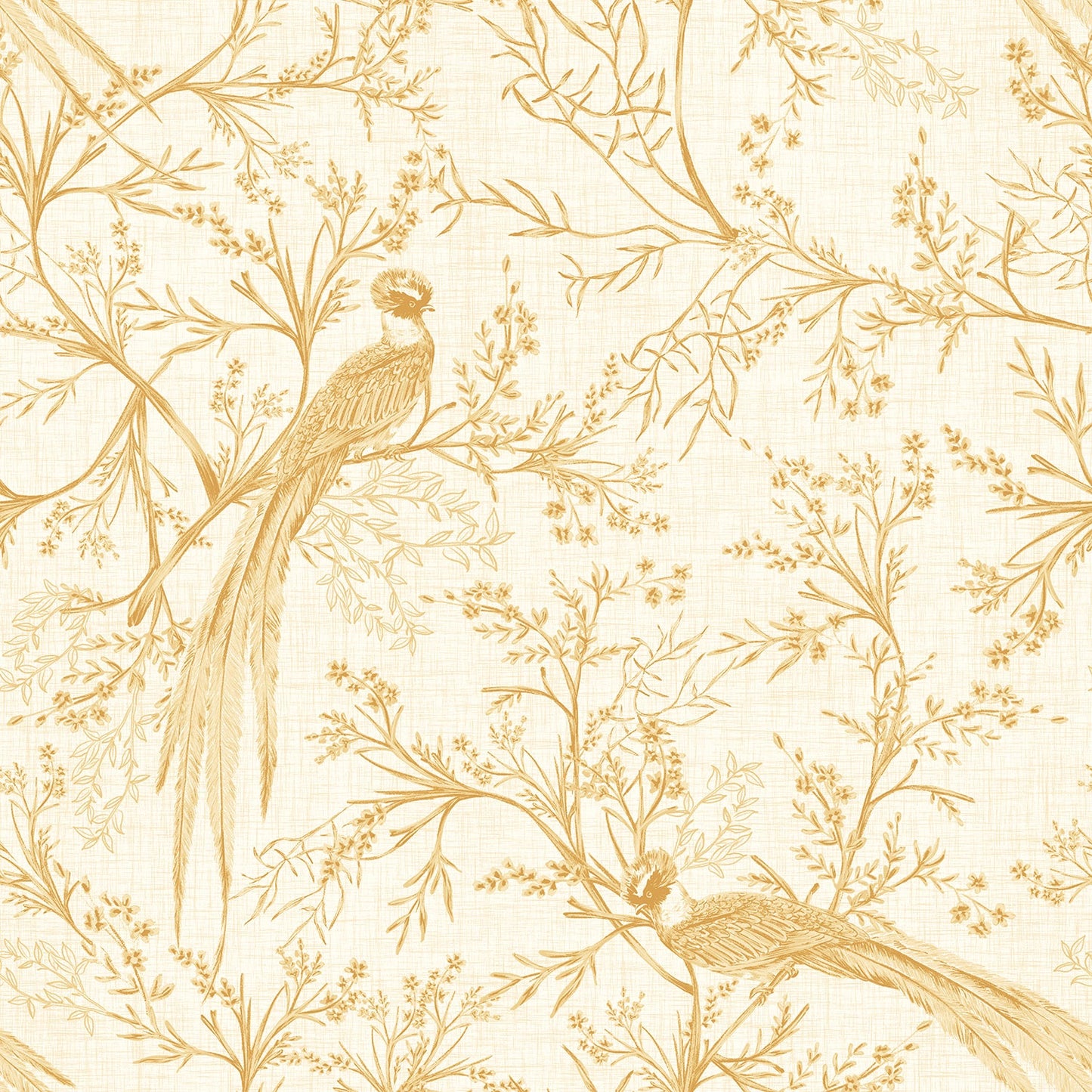 Sample - Bird Toile Wallpaper - Honey
