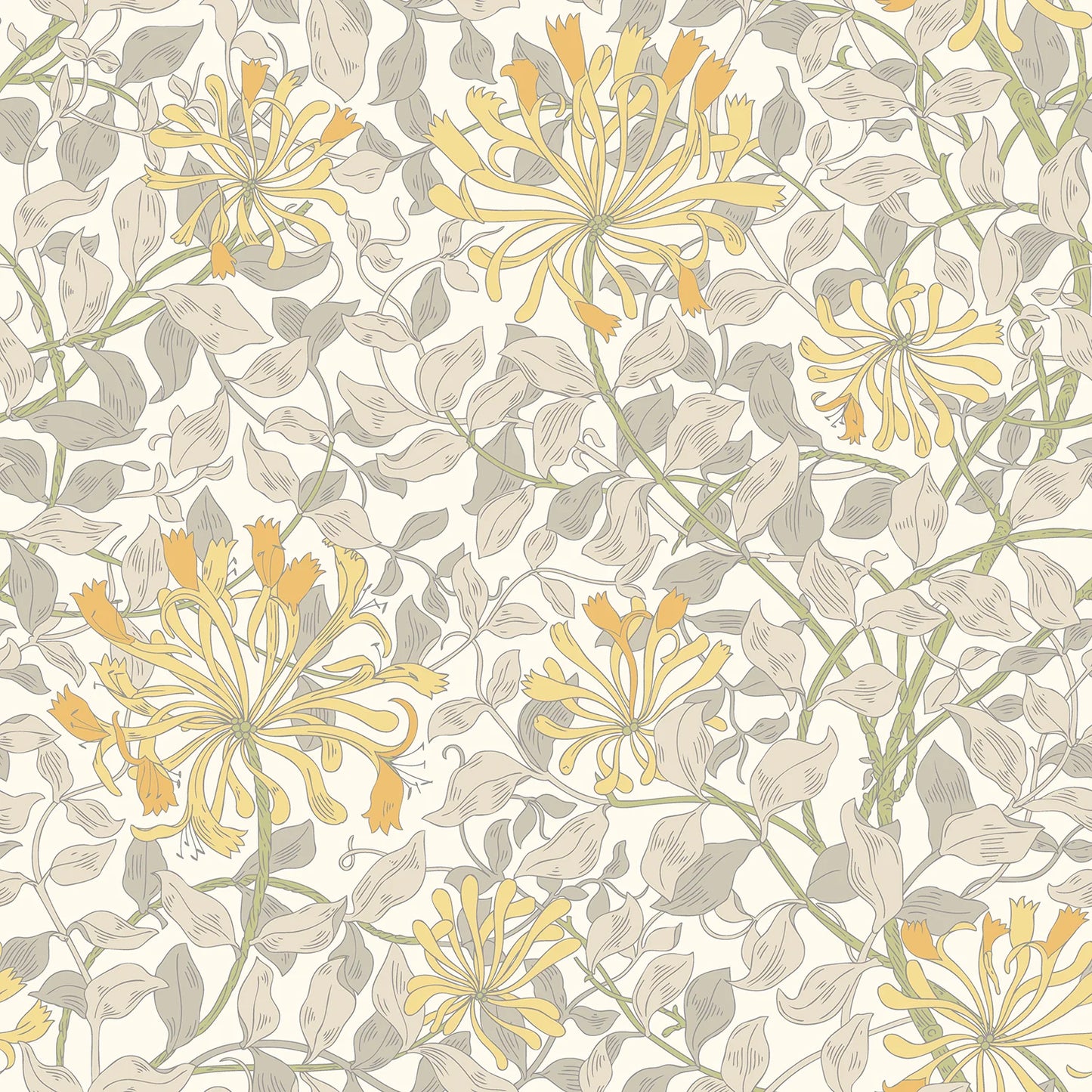 Sample - Honeysuckle Leaf Trail Wallpaper - Ohpopsi - Warm Grey