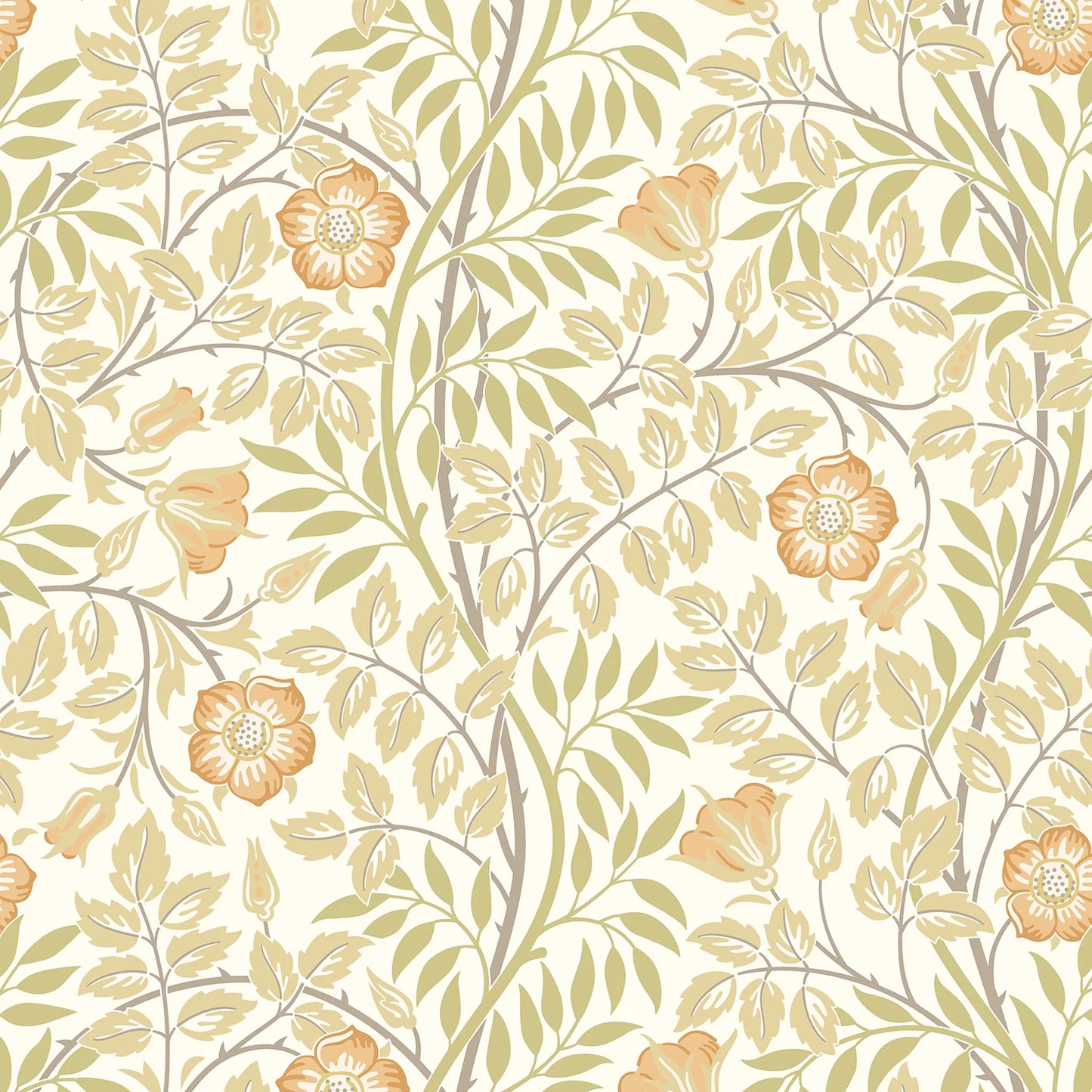 Sample - Rosehip Trail Wallpaper - Ohpopsi - Soft Amber