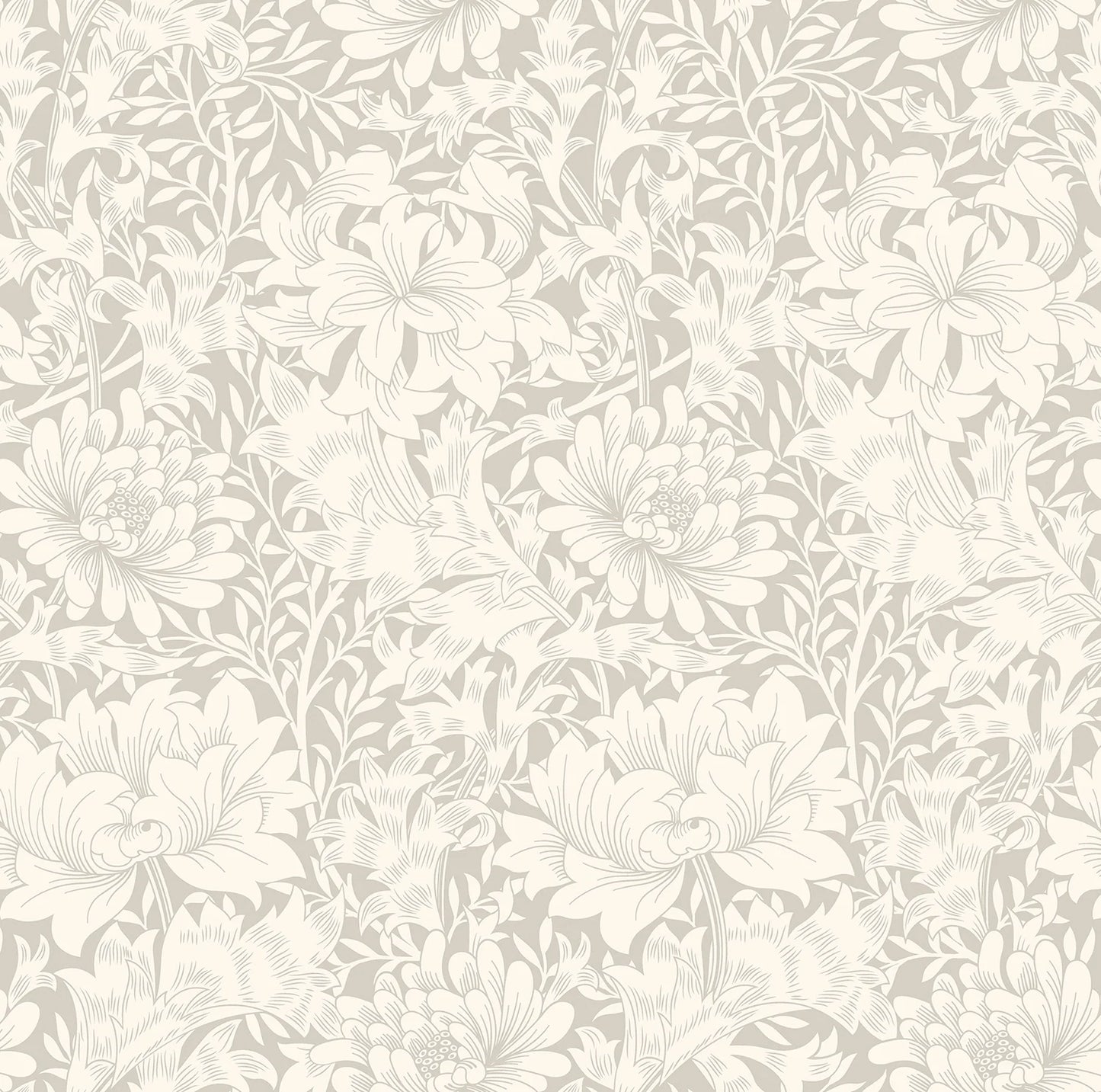 Sample - Chrysanthemum - Eden by Morris Wallpaper - Dove