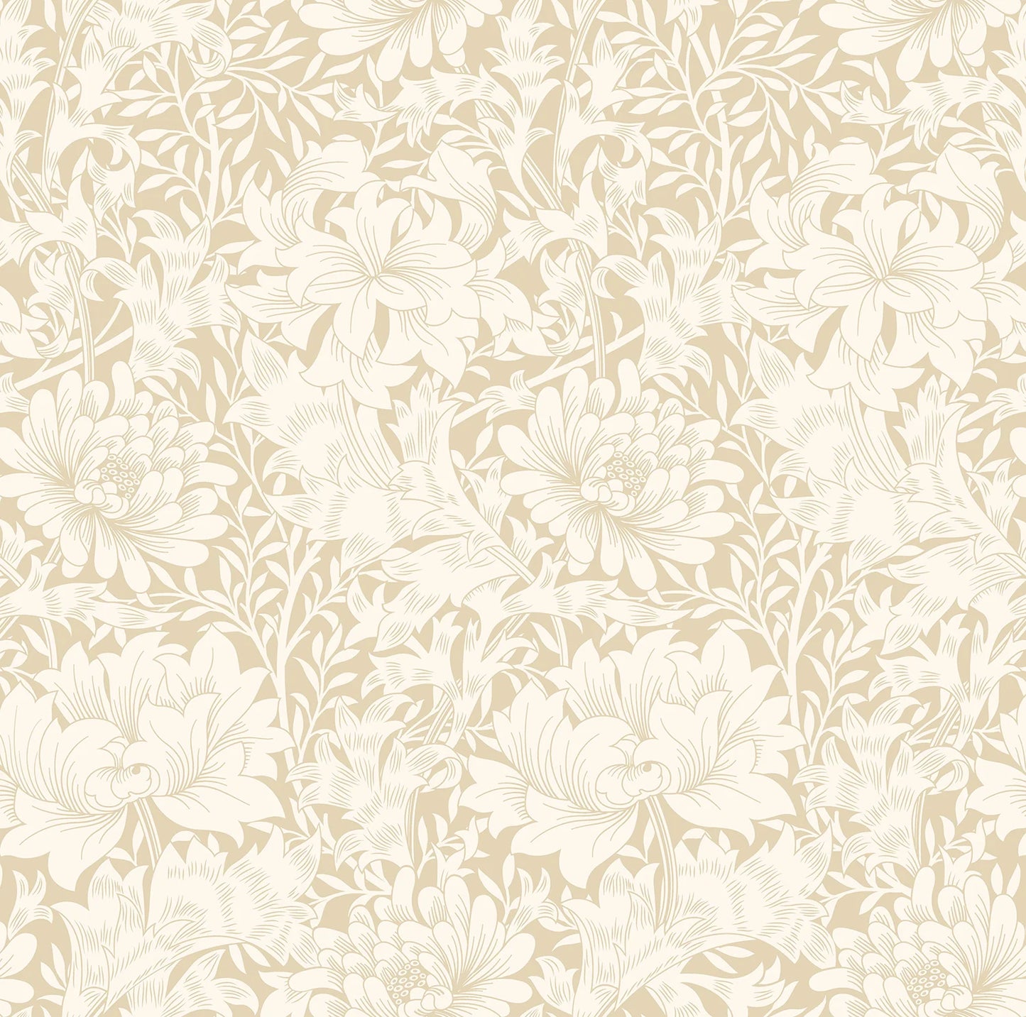 Sample - Chrysanthemum - Eden by Morris Wallpaper - Flax