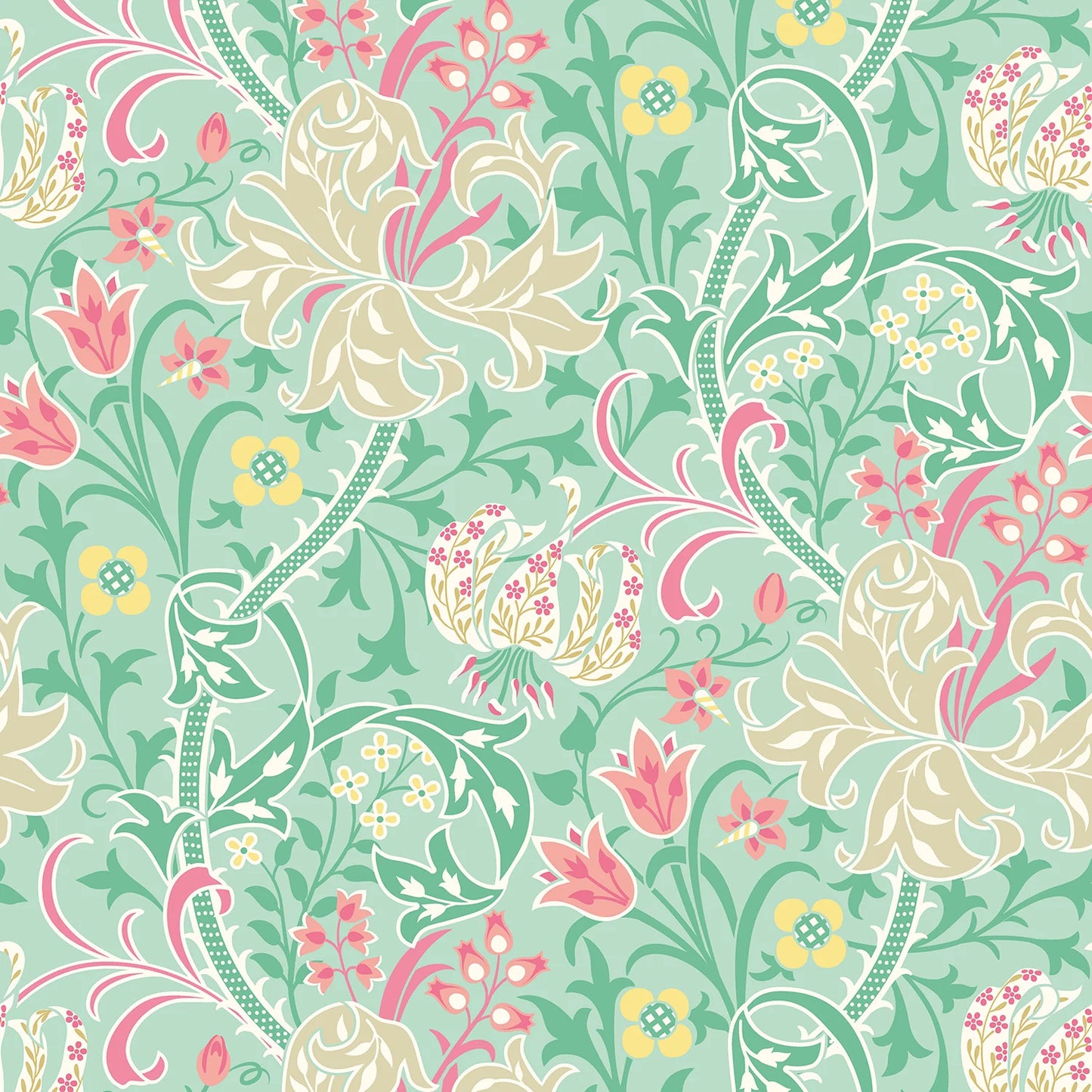 Sample - Lily Ogee Wallpaper - Ohpopsi - Mint Green
