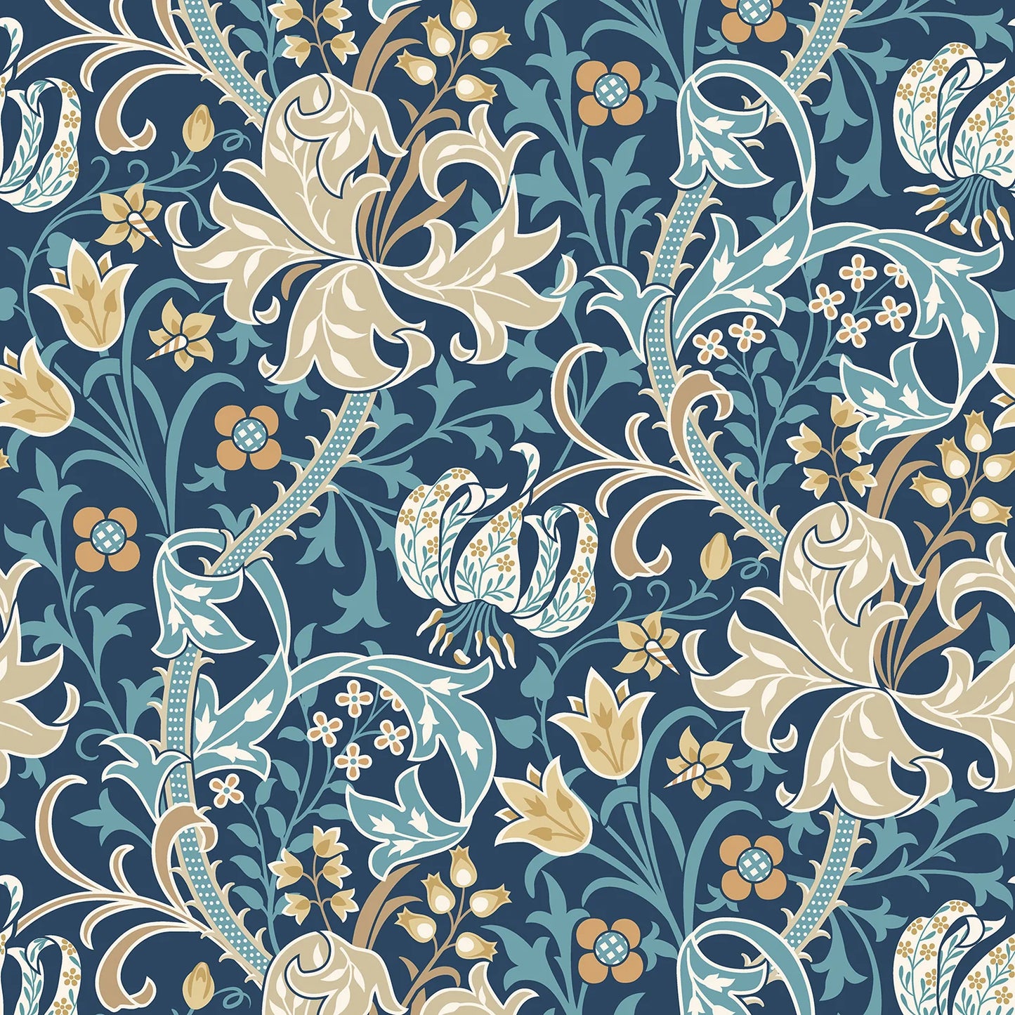 Sample - Lily Ogee Wallpaper - Ohpopsi - Navy Blue