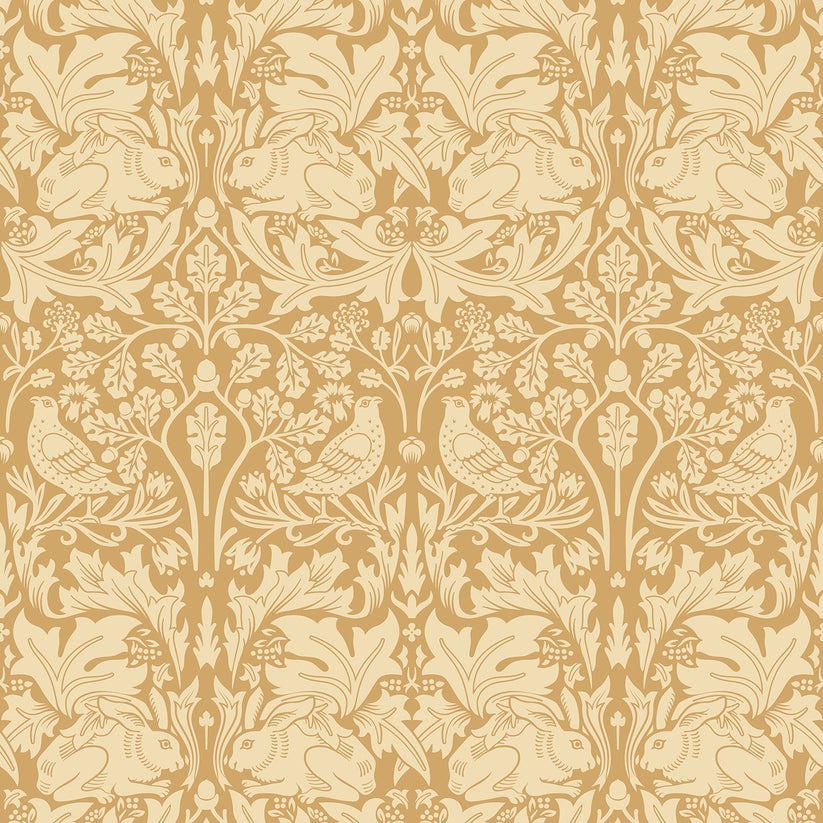 Sample - Forest Rabbit Wallpaper - Yellow Ochre