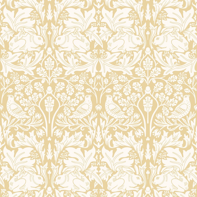 Sample - Forest Rabbit Wallpaper - Mustard