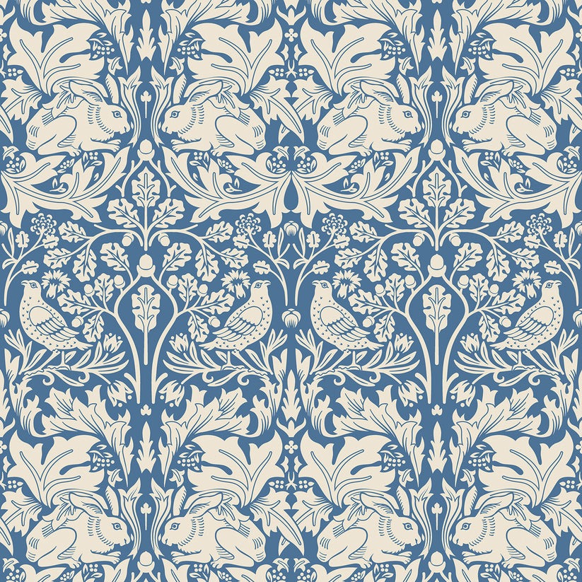 Sample - Forest Rabbit Wallpaper - Navy Blue