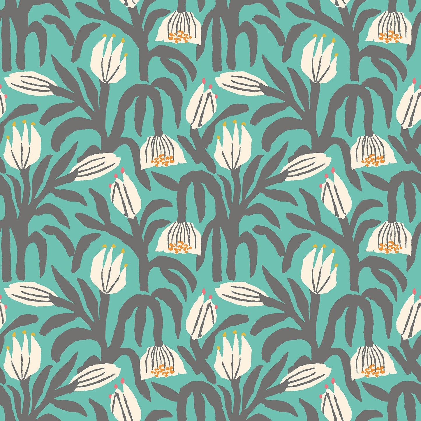 Sample - Chunky Flower Wallpaper - Teal Blue