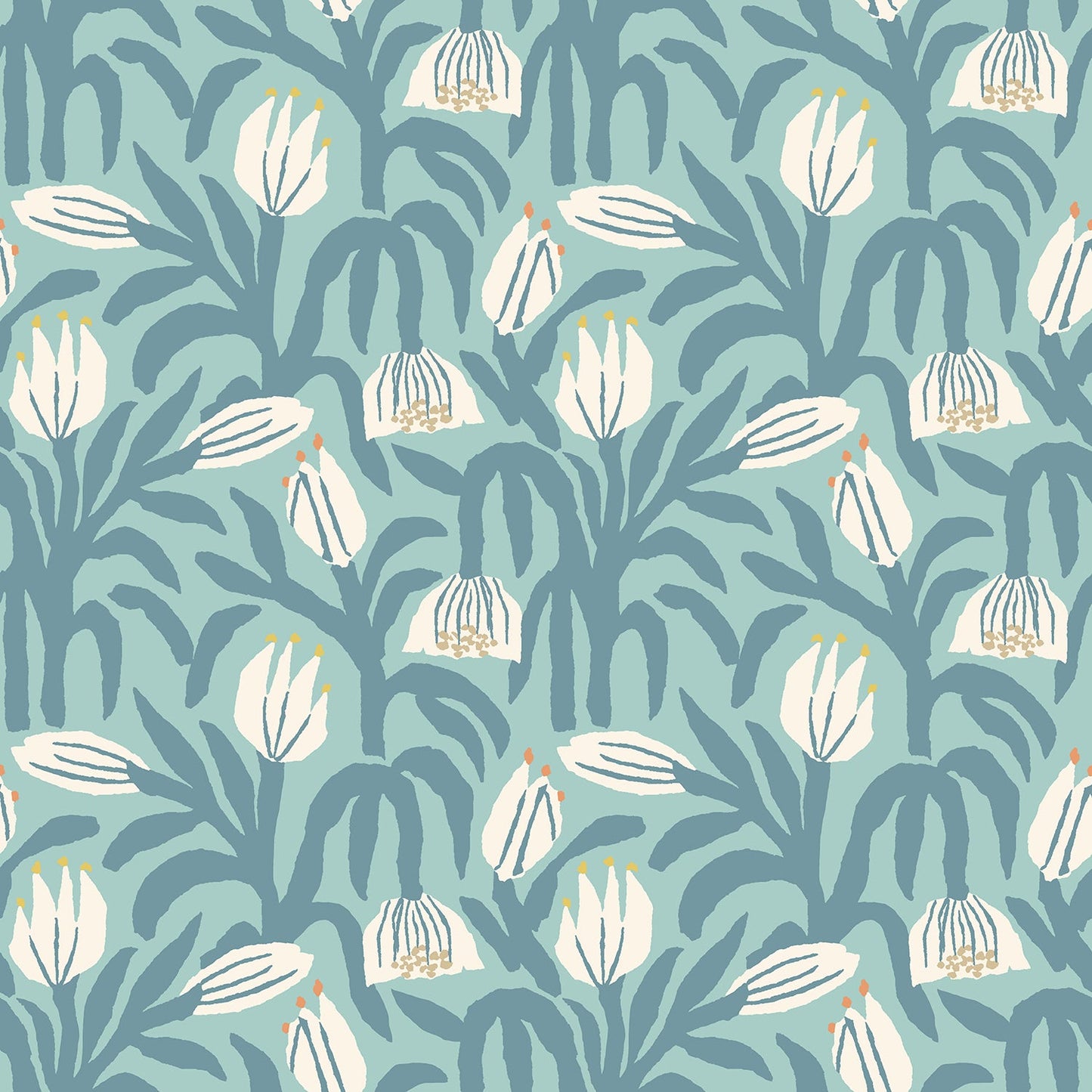 Sample - Chunky Flower Wallpaper - Denim