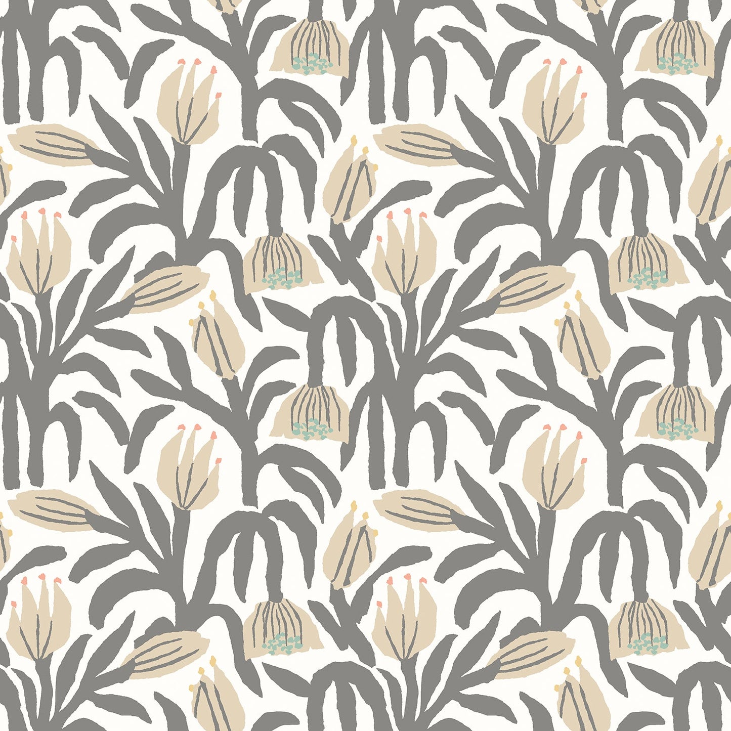 Sample - Chunky Flower Wallpaper - Charcoal
