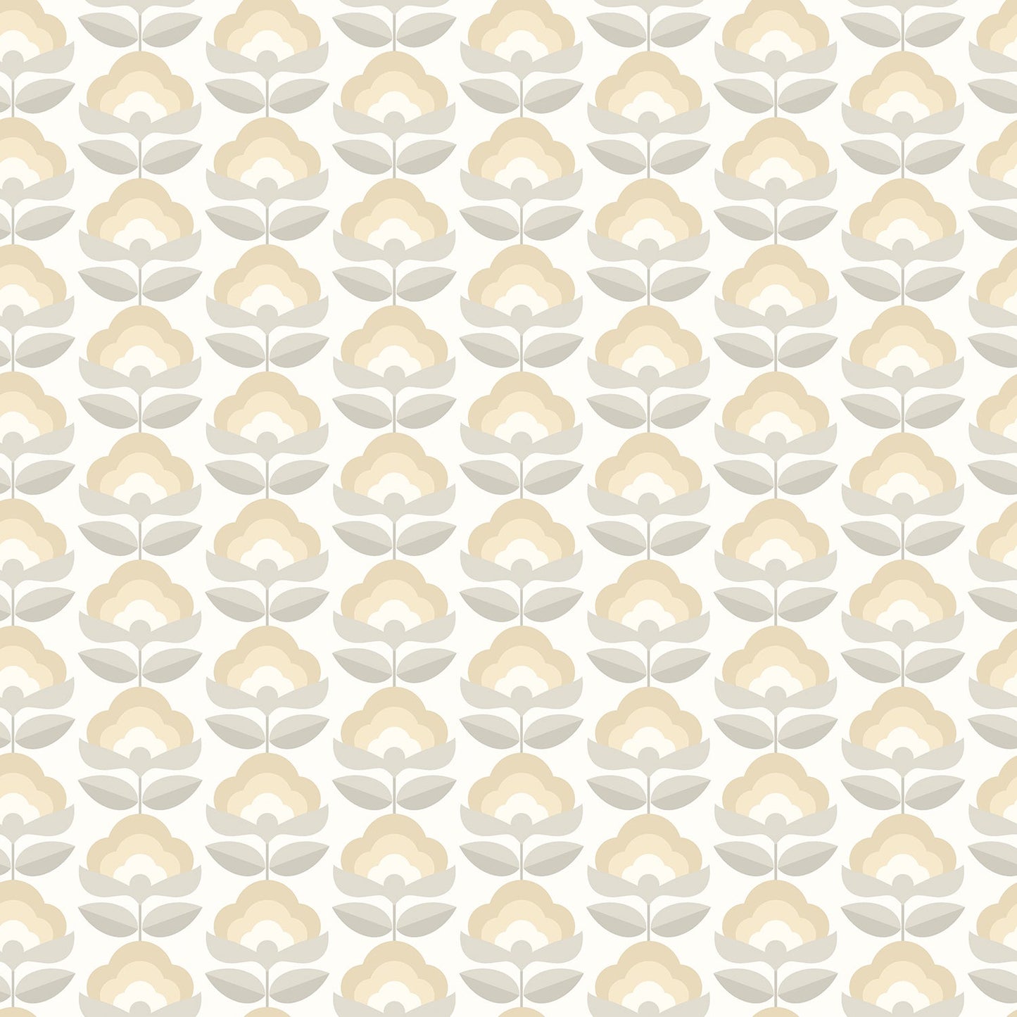 Sample - Retro Flower - Blooms Wallpaper - Stone & Dove