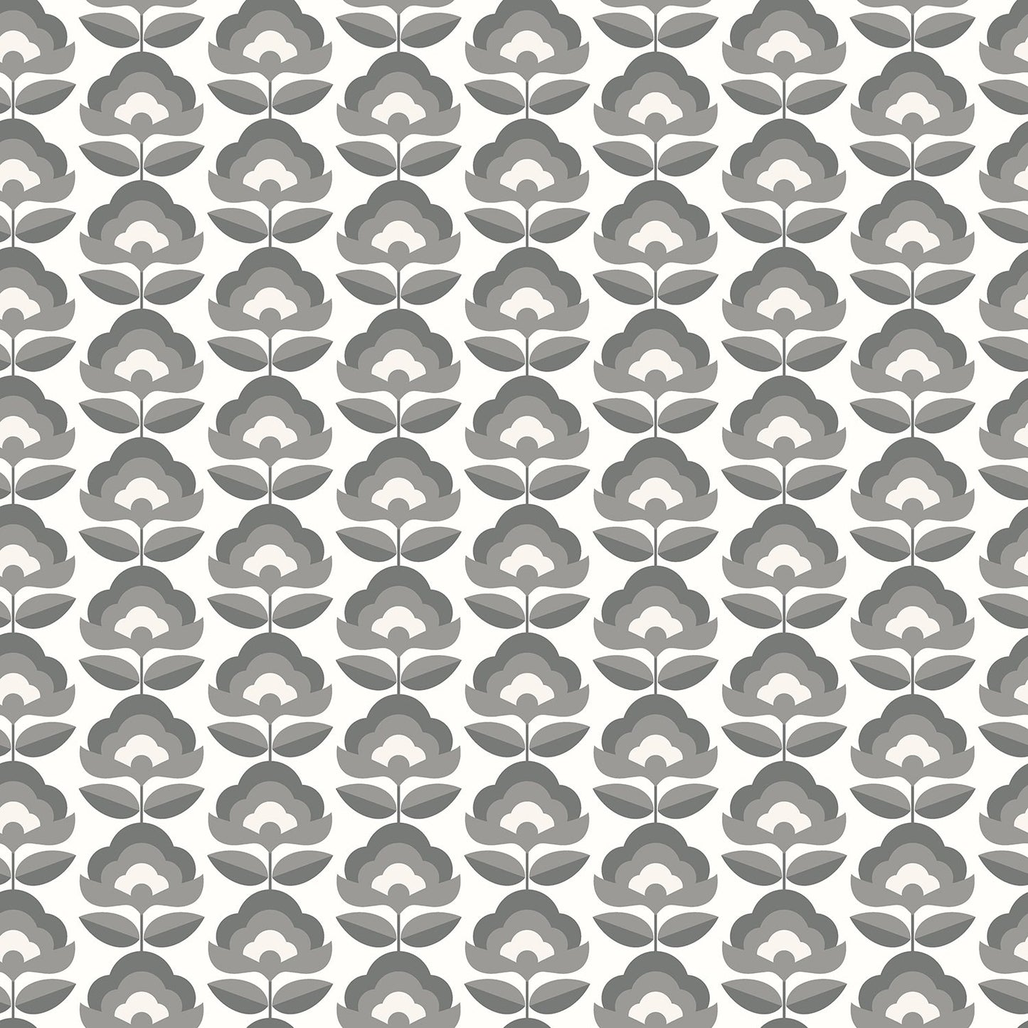 Sample - Retro Flower - Blooms Wallpaper - Charcoal