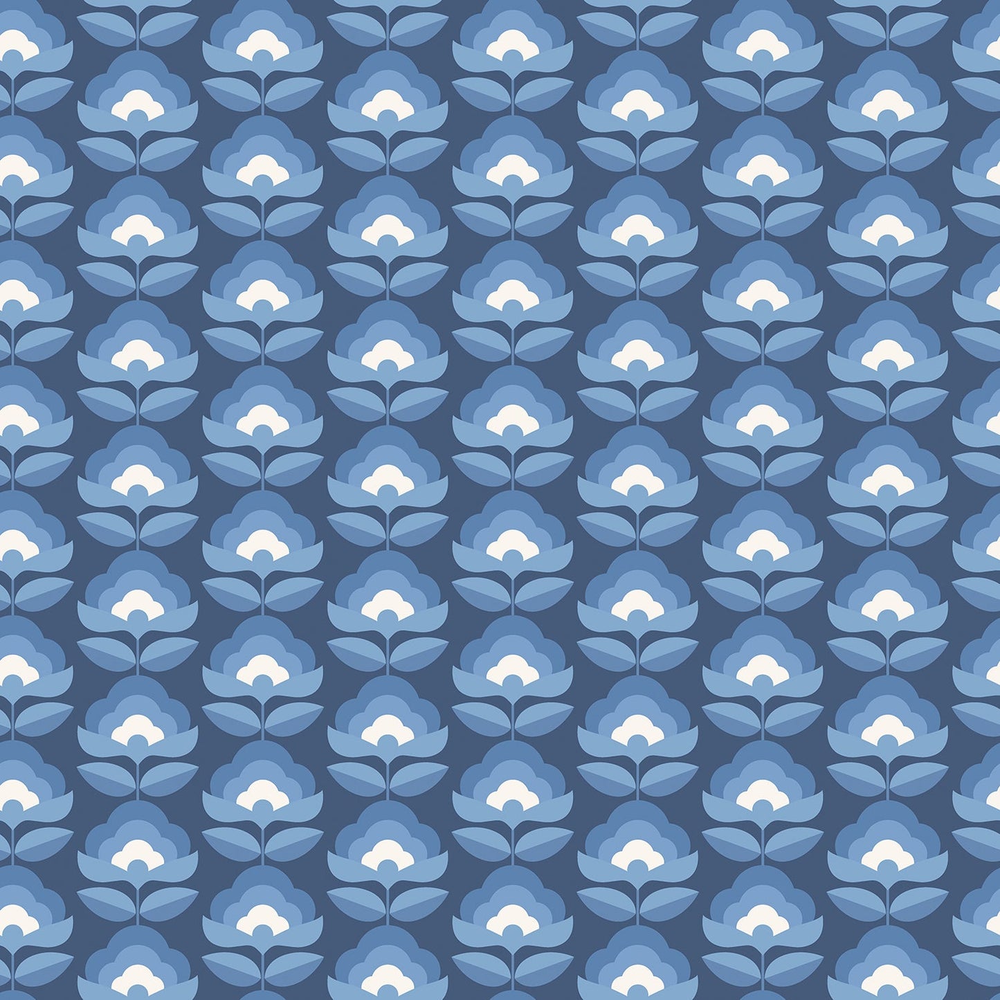 Sample - Retro Flower - Blooms Wallpaper - Indigo Mix