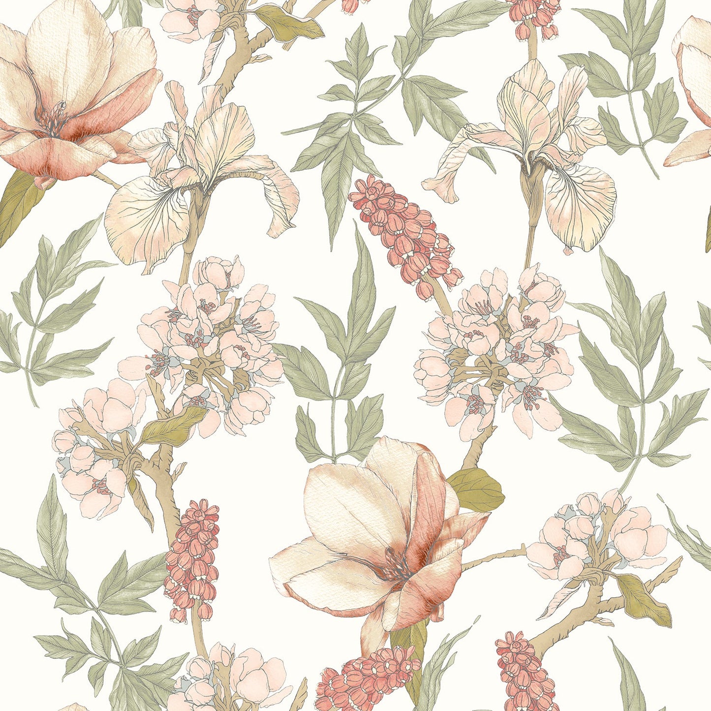 Sample - Orchid Bloom Wallpaper - Sage & Hazel