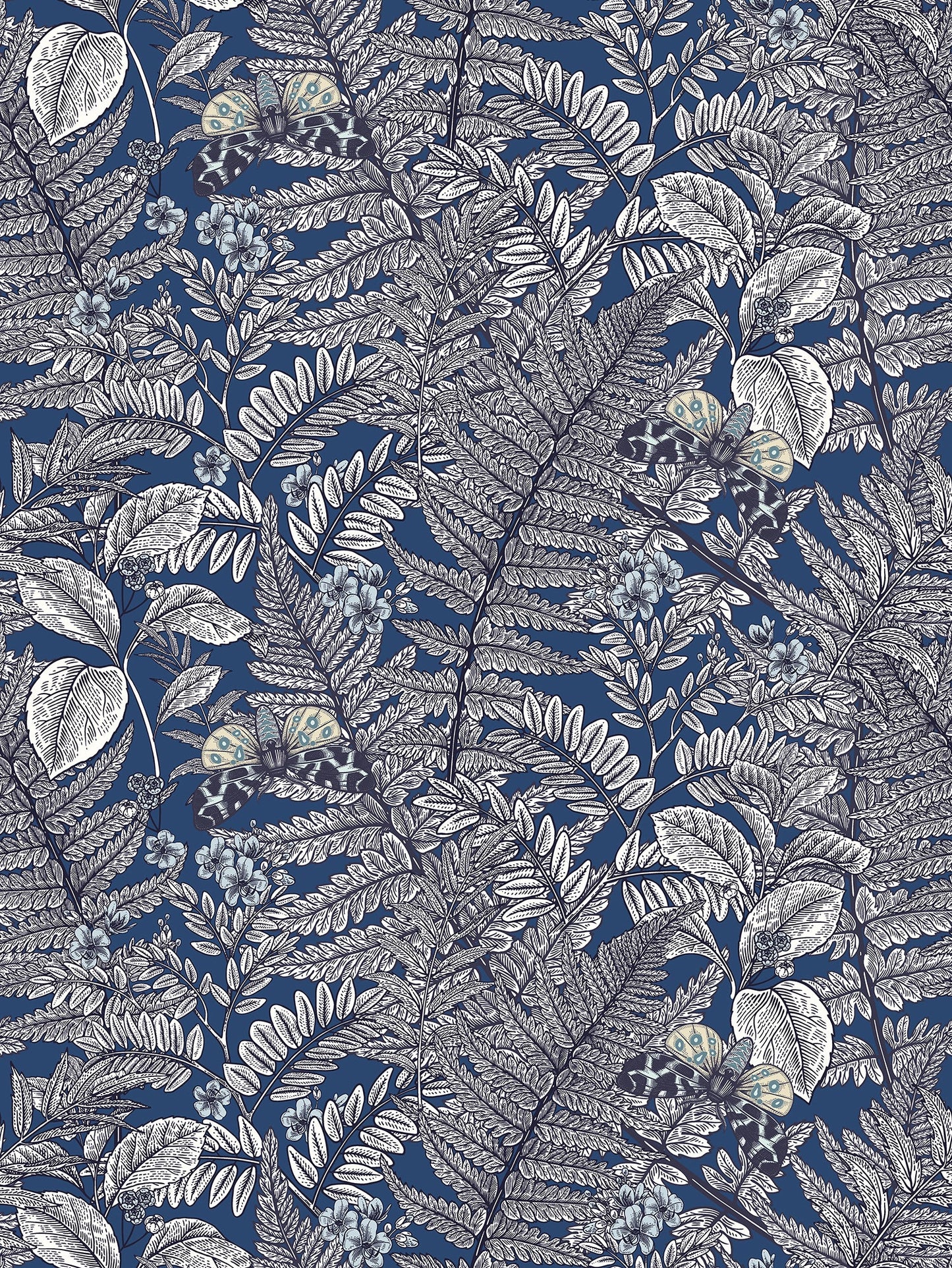 Sample - Wild Ferns Wallpaper - Indigo