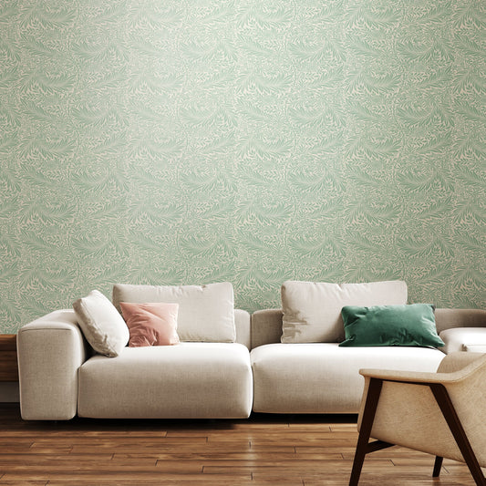 Leaf Vine Wallpaper - Seafoam