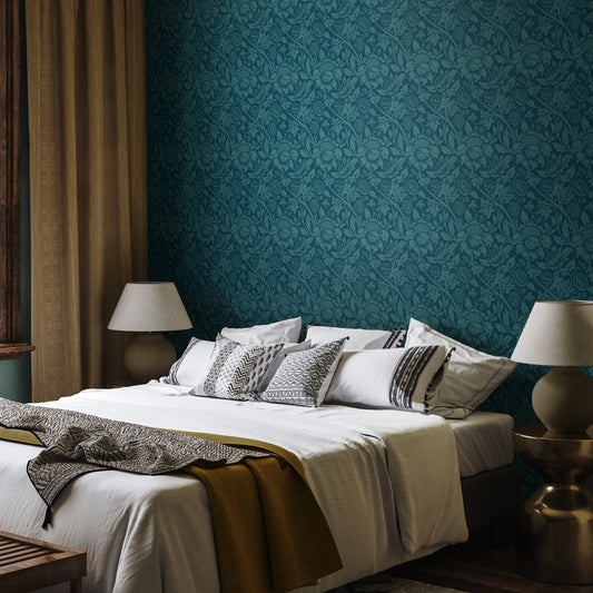 Damask Trail Wallpaper - Rich Teal