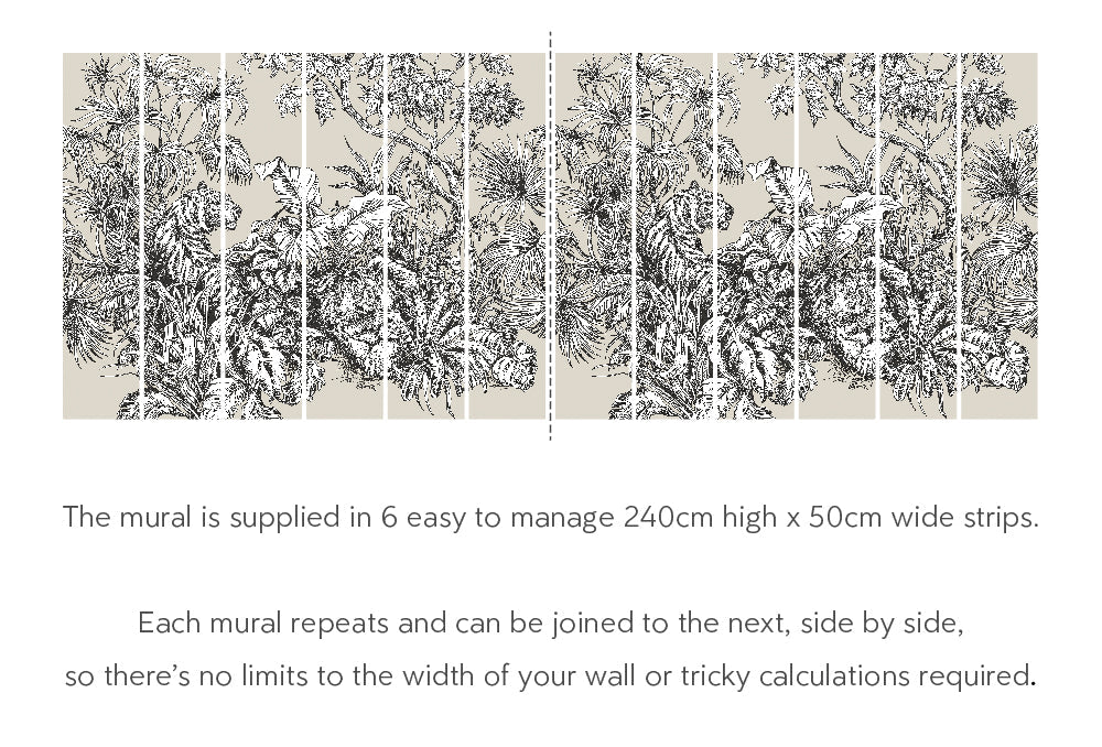 Roar Jungle - Hybrid Mural - Linen