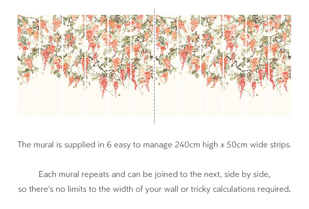 Trailing Wisteria - Hybrid Mural - Peach