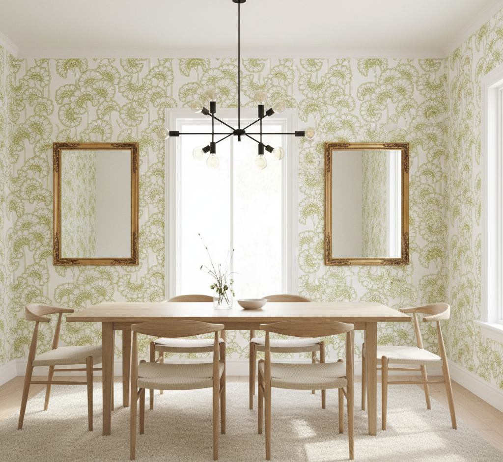 Japanese Floral Wallpaper - Florence Broadhurst - Avocado