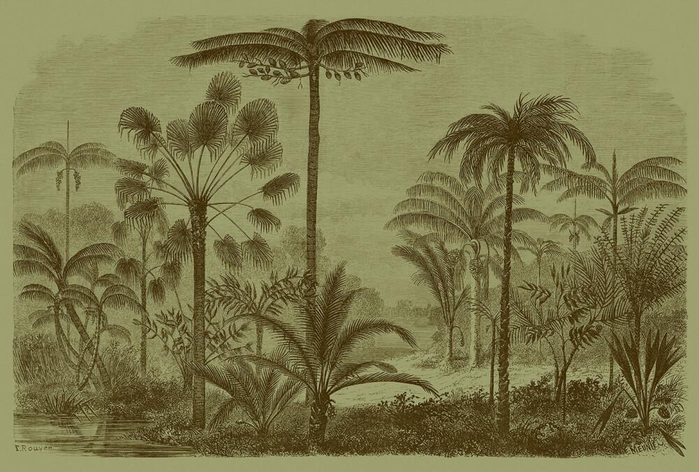 Jurassic - Custom Sized Wallpaper Mural (per m2) - Brown/Green