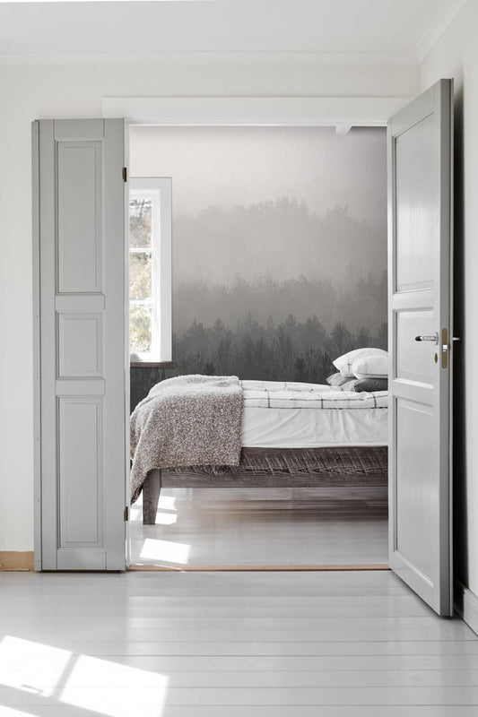 Oslo Vintage Forest - Custom sized wallpaper mural (per/m2) - Smoke Grey