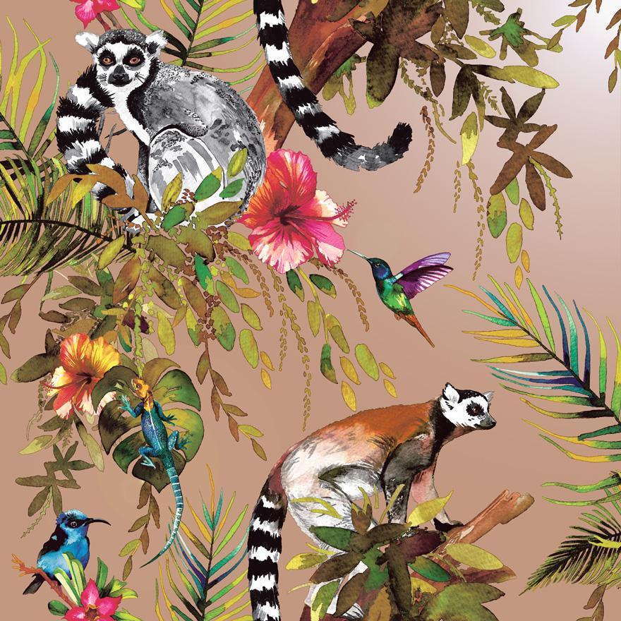 Sample - Lemur Wallpaper - Rose Gold