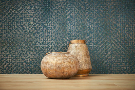 Marrakesh Hall Wallpaper - Metallic Blue