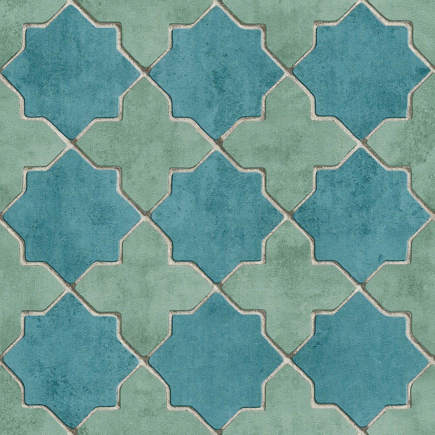 Sample - Moroccan Tile Wallpaper - Turquoise