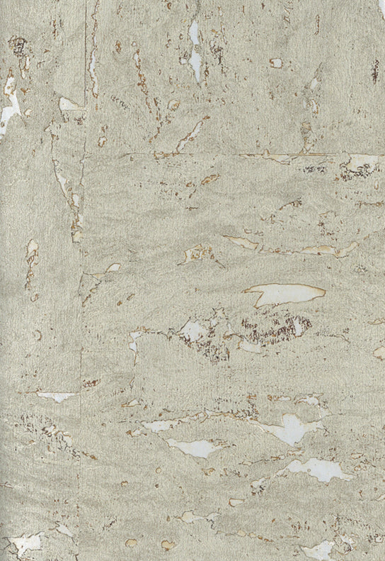 Lasmin Cork Metallic Wallpaper - Taupe/Gold