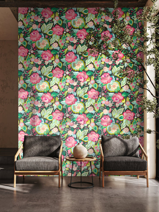 Emily Rose Wallpaper - Ebony Citrus