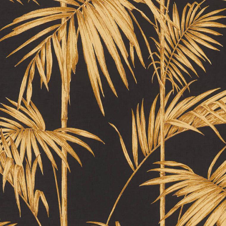Sample - Lola Palm Wallpaper - Black-Gold