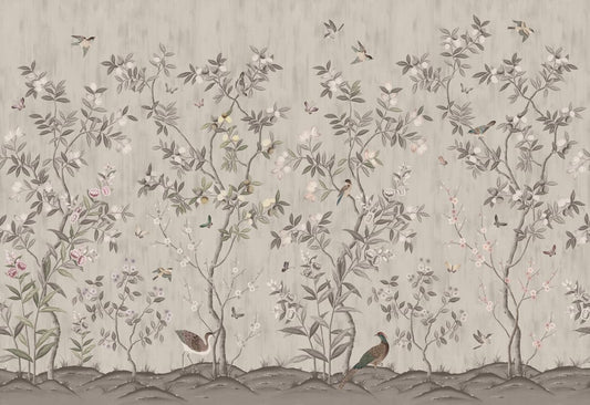 Chinoiserie Chic - Powder Beige - Custom Sized Wallpaper Mural (per m2)