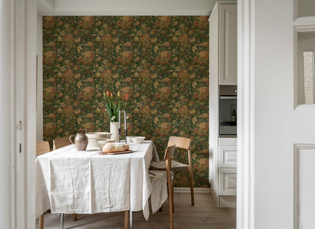 Vintage Garden Wallpaper - Green