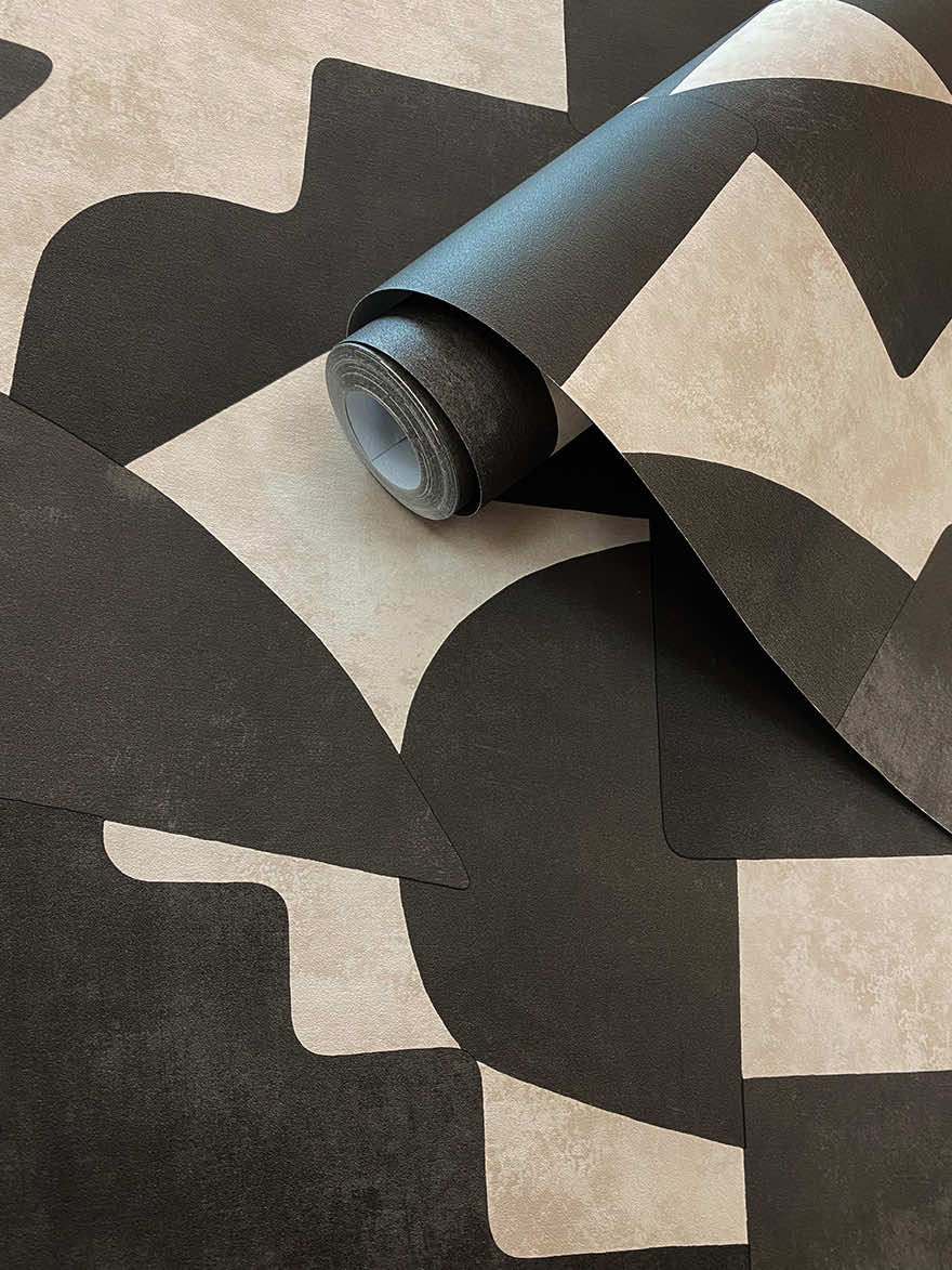 Geo Linnet - Geometric Wallpaper - Cream/Charcoal