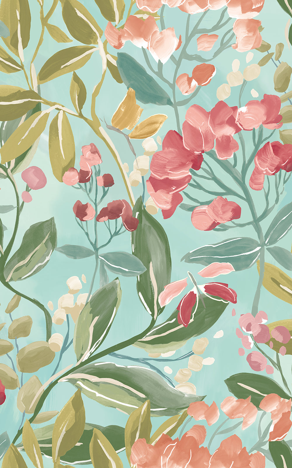 Sample - Florence Floral Riot Wallpaper - Ginger/Duckegg
