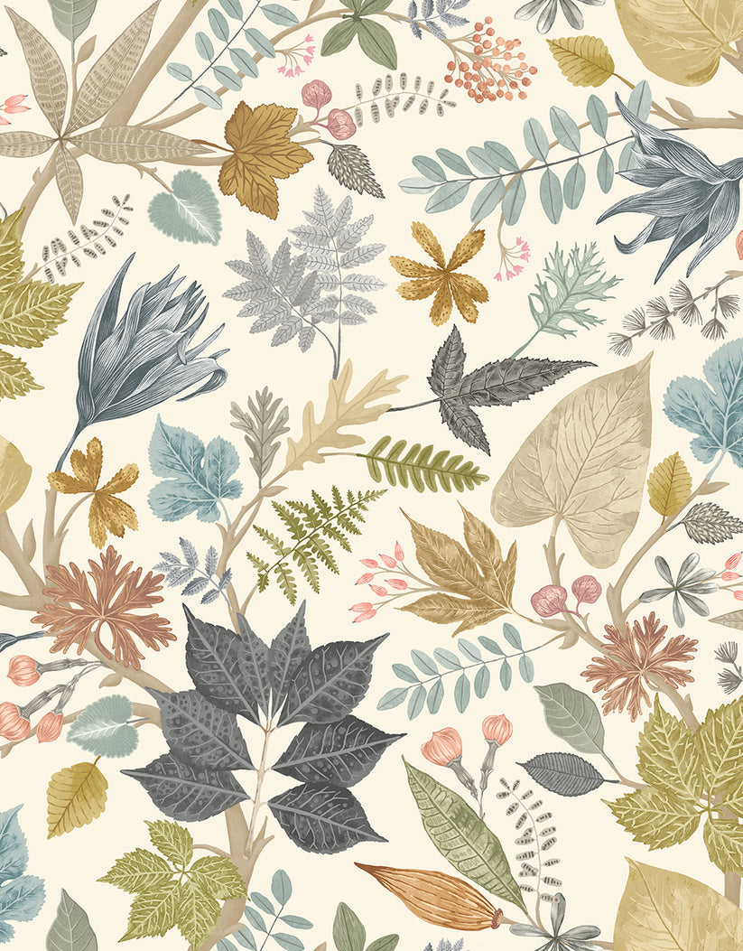 Lush Leaves Wallpaper - Ohpopsi - Linen and Fossil