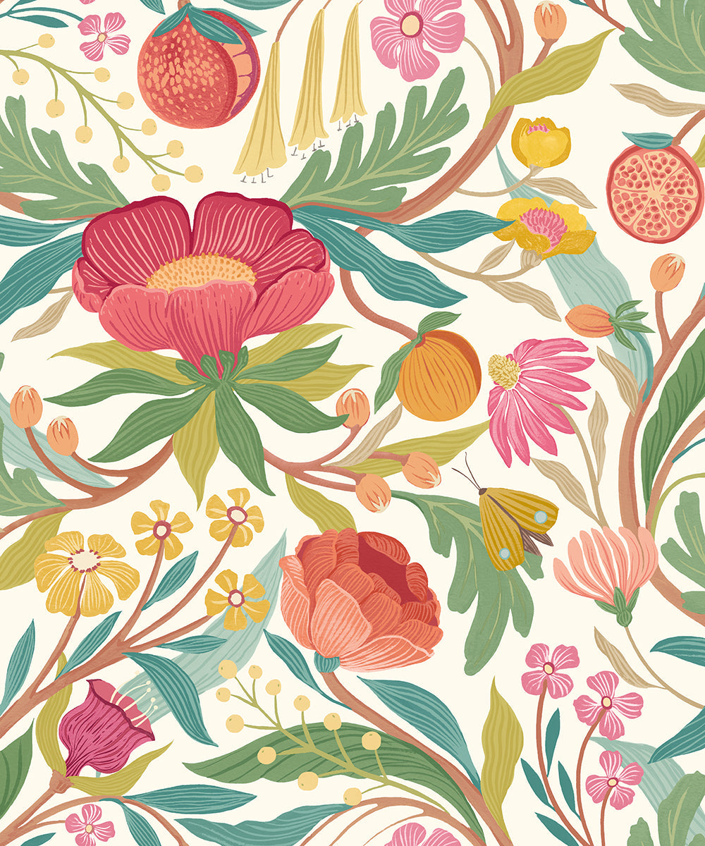 Sample - Clementine Wallpaper - Lipstick & Olive