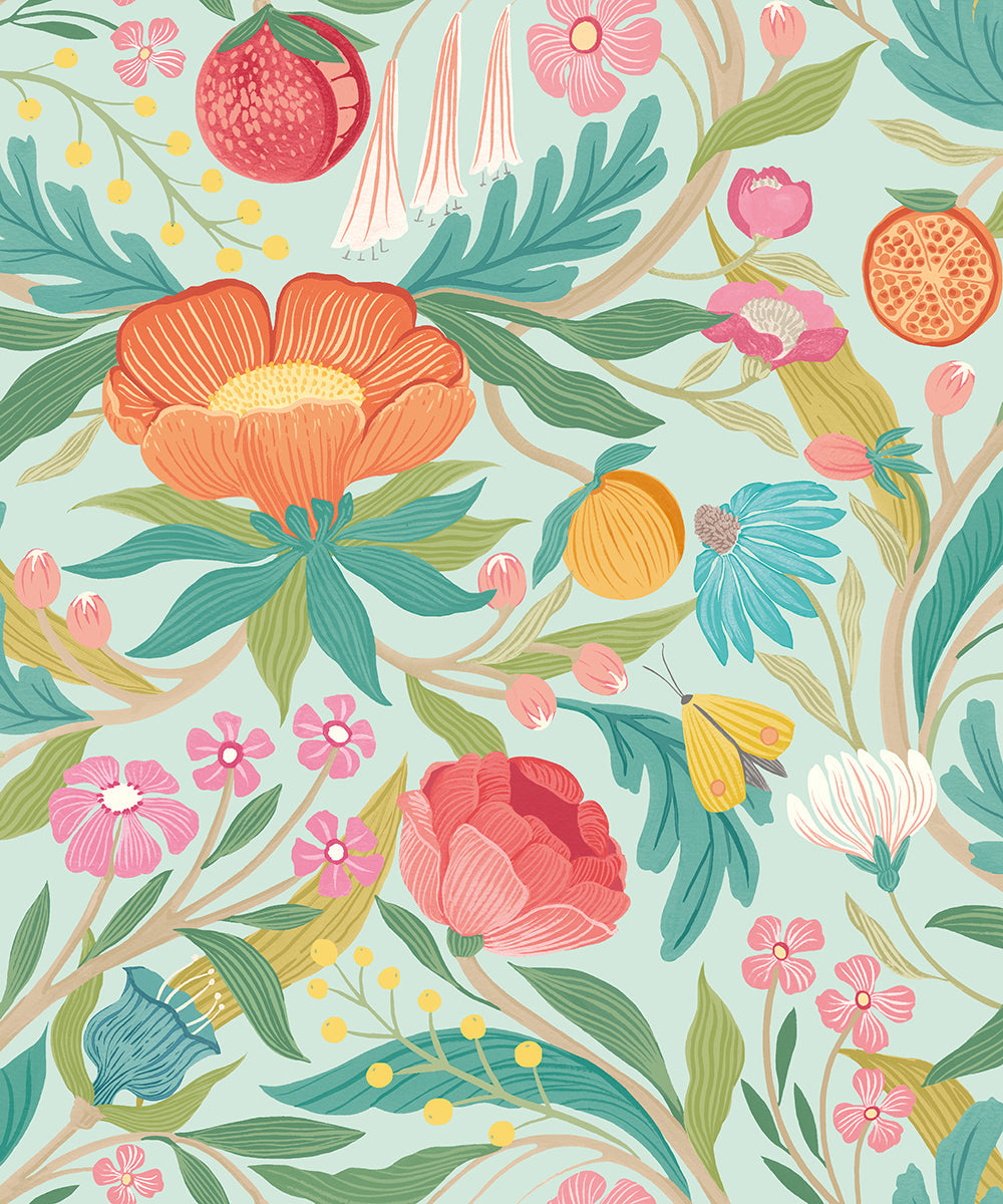 Sample - Clementine Wallpaper - Seafoam Mix