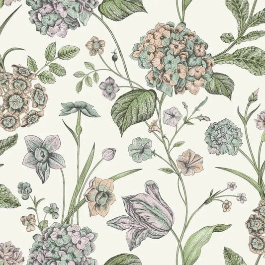 Amelie Hydrangea Wallpaper - Multi