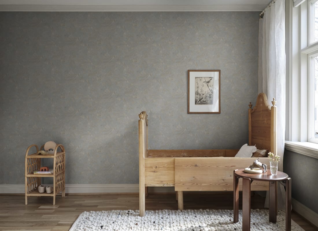 Sample - Marion Marble Wallpaper - Misty Blue