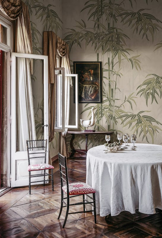 Leon Bamboo - Green - Custom Sized Wallpaper Mural (per m2)