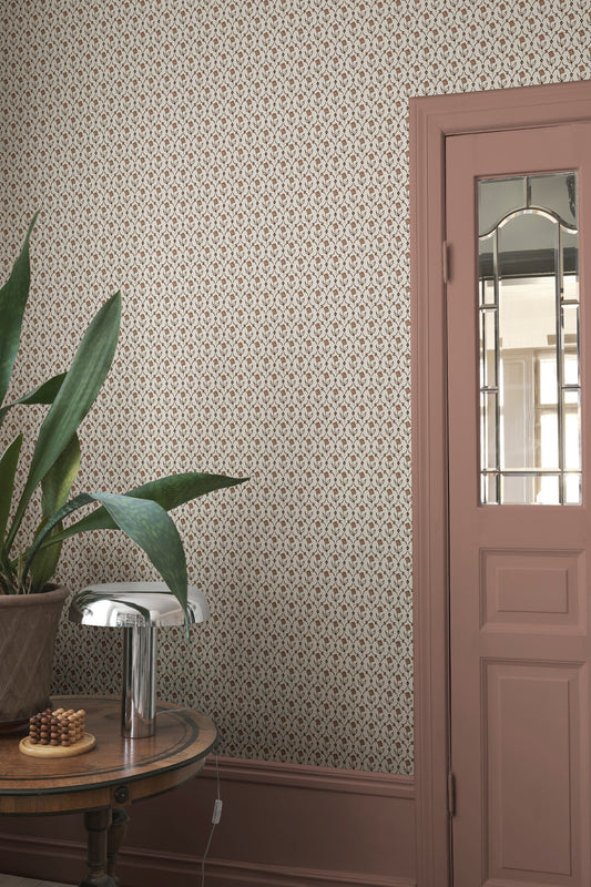 Elena wallpaper in Terracotta in a room setting