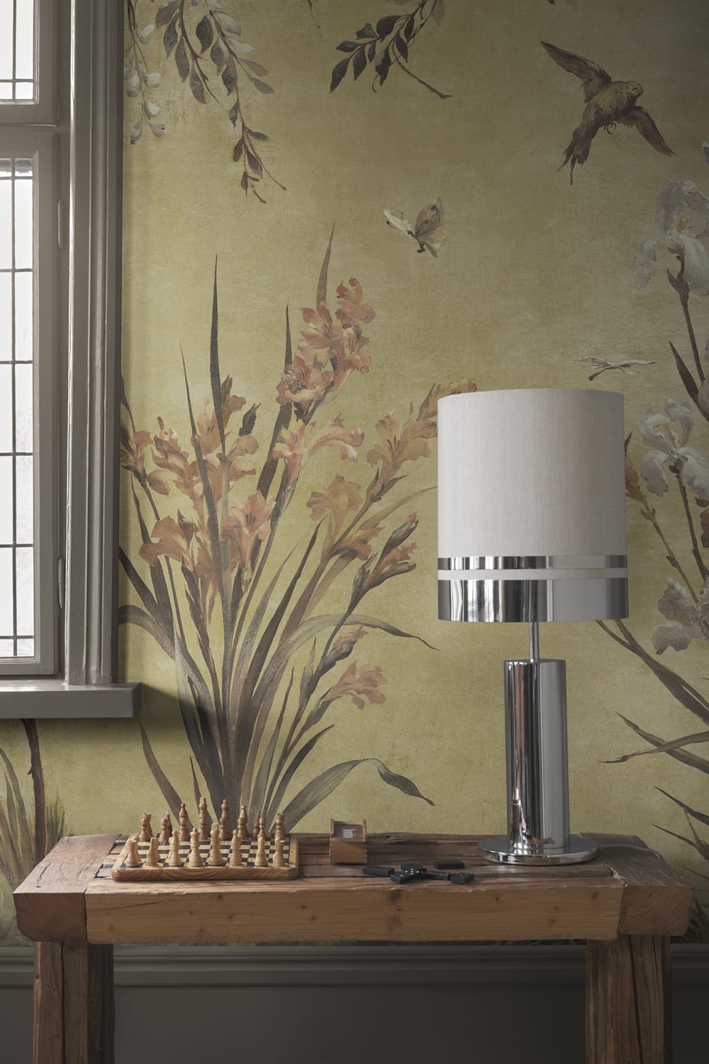 Nicola – Yellow – Custom sized wallpaper mural (per m²)