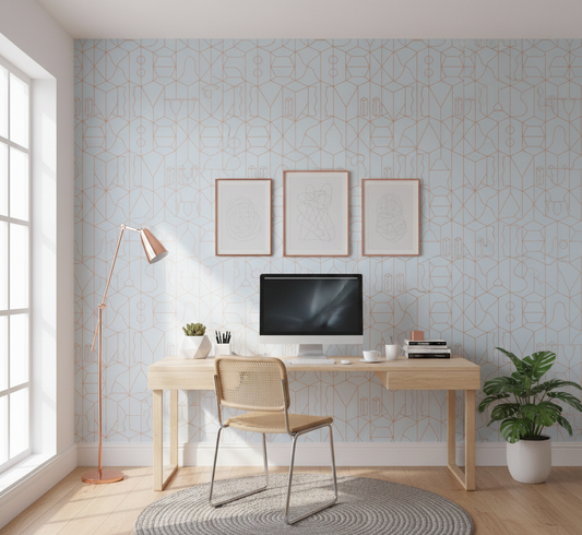 Never Ending Foil by Suzan Hijink Wallpaper - Copper Blue