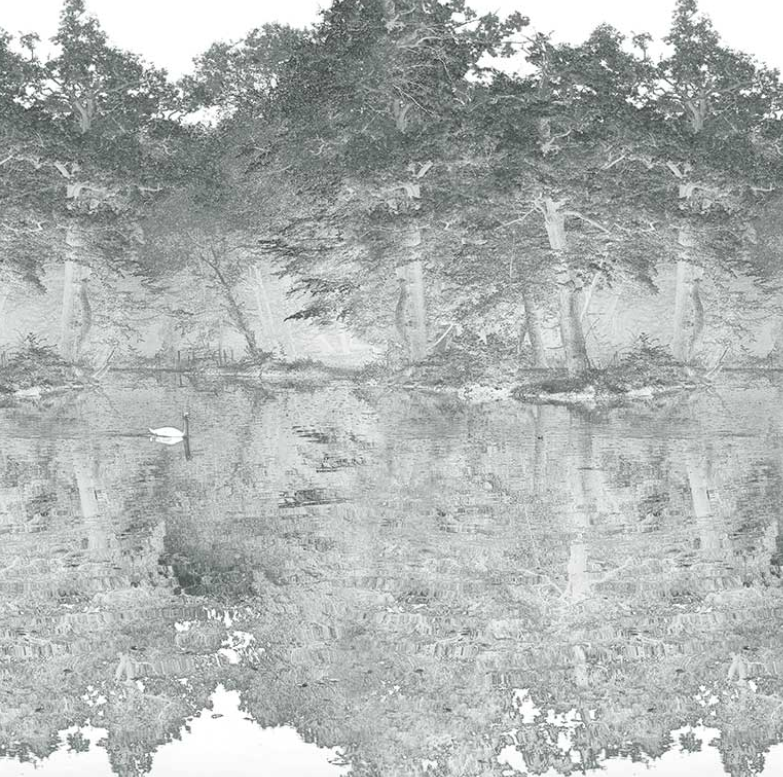 Sample - Toile De Jouy - Custom sized wallpaper mural (per/m2) - Mist Grey